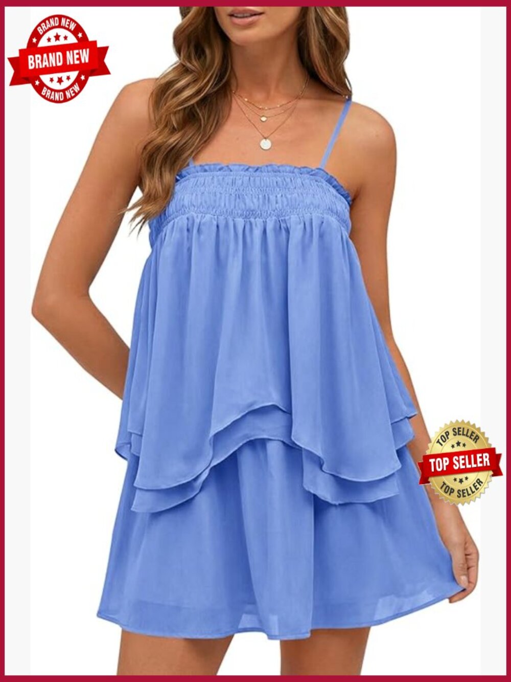 2 Piece Skirt Set - Smocked Cami Top & Ruffle Mini Skirt
